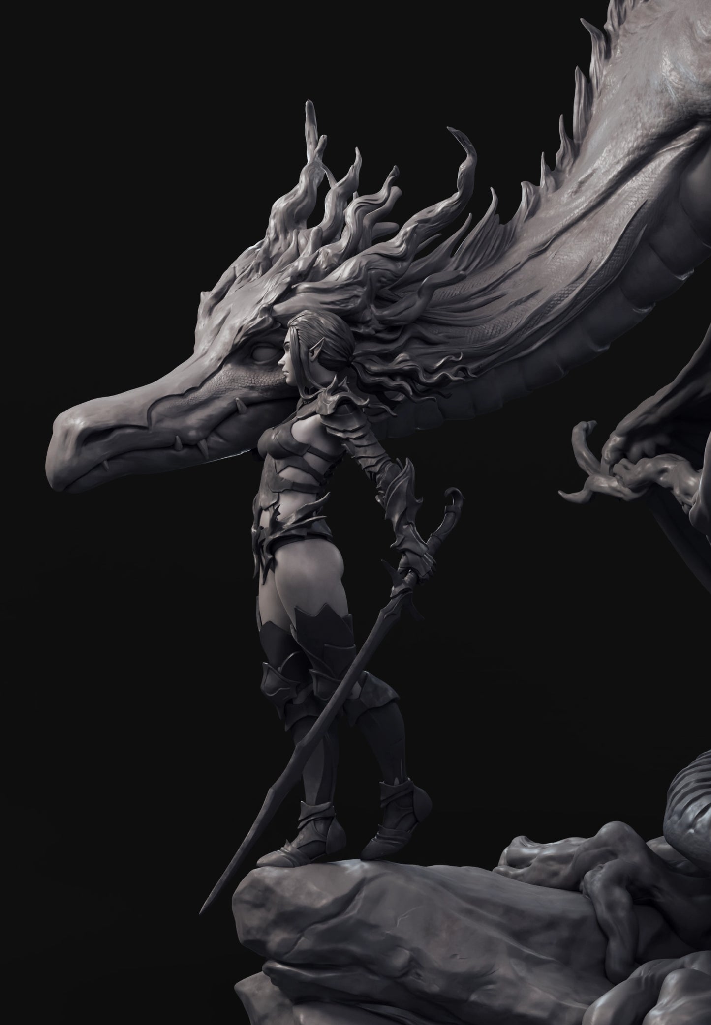 Arxila - Eldra Emberfyre, Dragon Rider - 75mm Pin Up/Figure/Model/Diorama