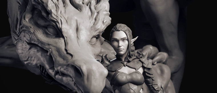 Arxila - Eldra Emberfyre, Dragon Rider - 75mm Pin Up/Figure/Model/Diorama