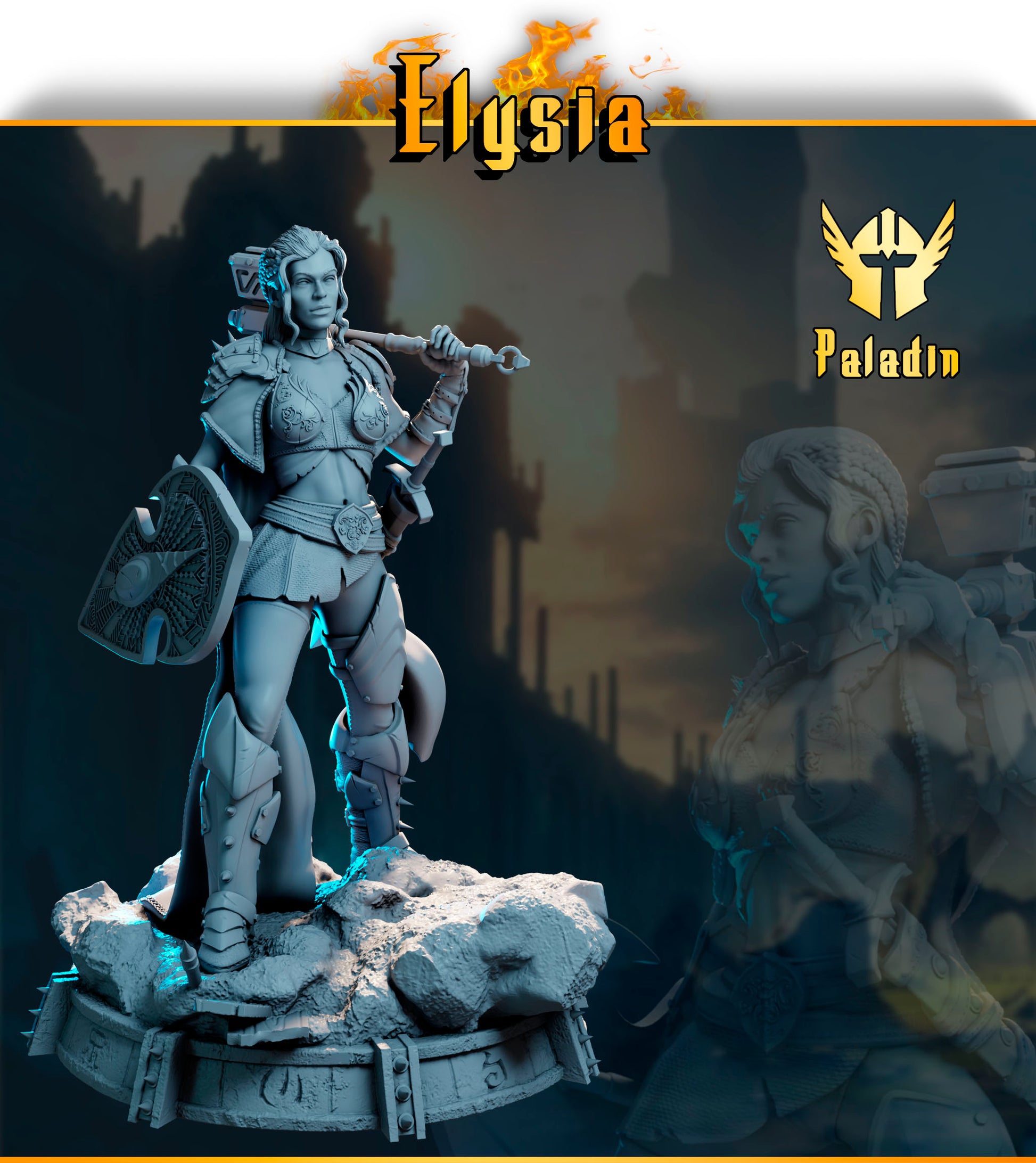 Underworld Miniatures - Guardians of Destiny - Elysia - 32/75/120mm Pin Up/Figure/Model/Diorama - Helios3DPrinting