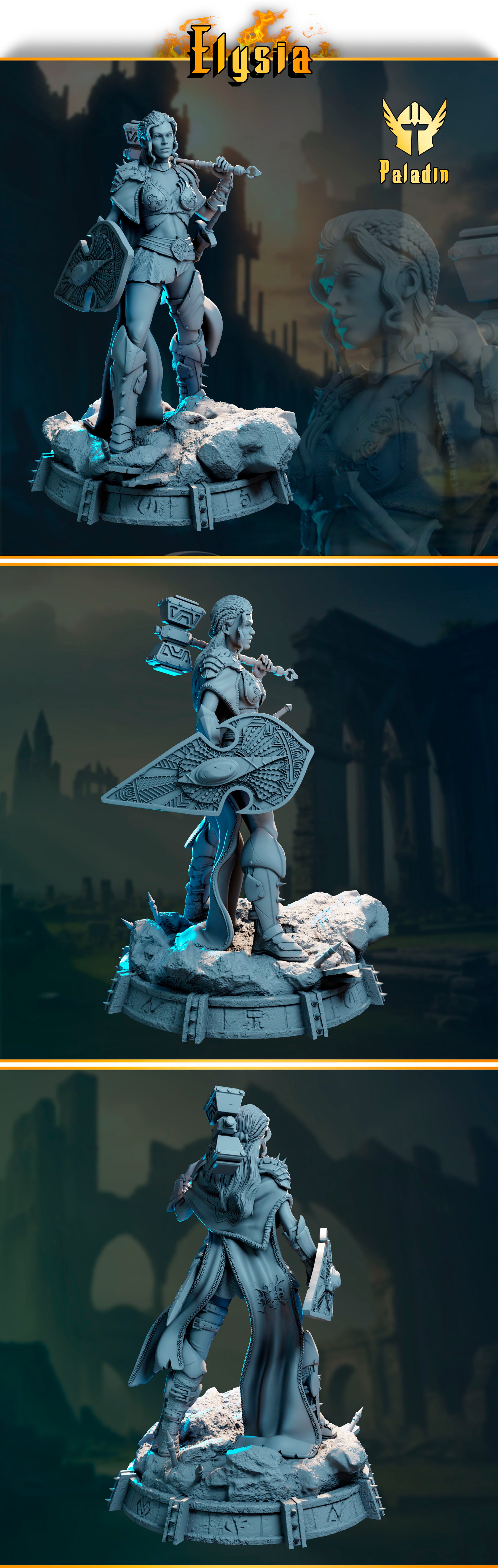 Underworld Miniatures - Guardians of Destiny - Elysia - 32/75/120mm Pin Up/Figure/Model/Diorama - Helios3DPrinting