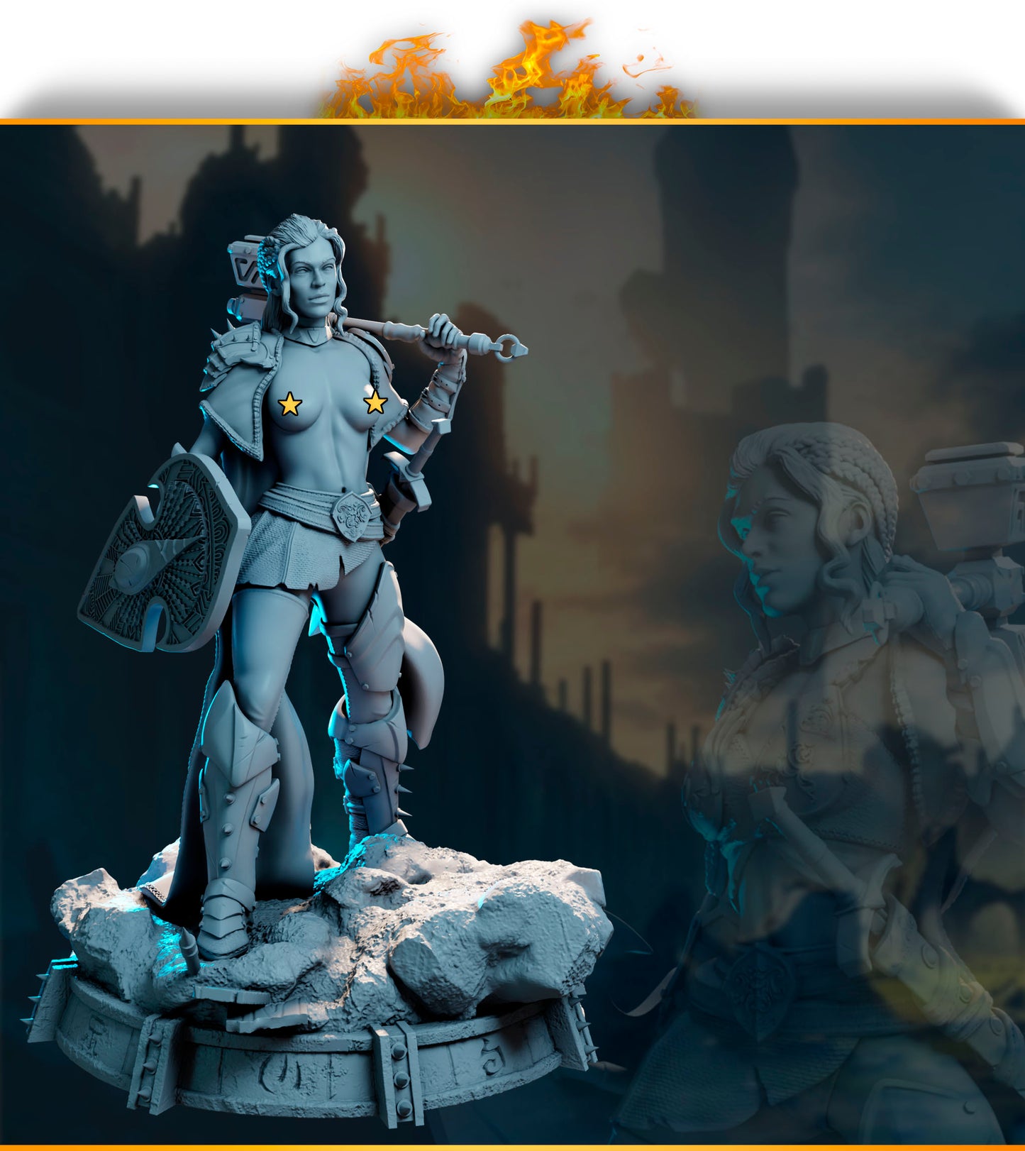 Underworld Miniatures - Guardians of Destiny - Elysia - 32/75/120mm Pin Up/Figure/Model/Diorama - Helios3DPrinting