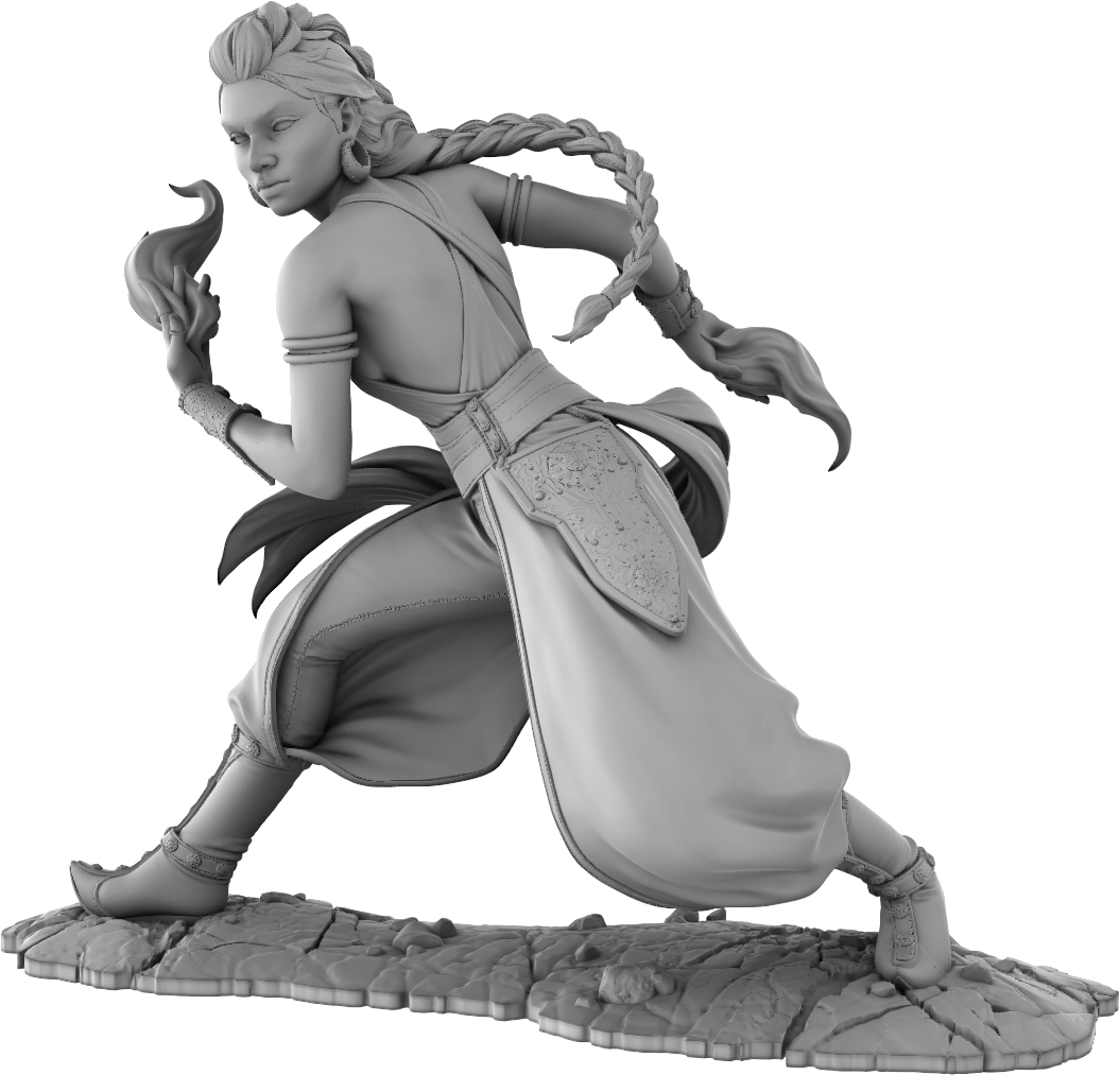 Amra 3D Art - Elements - Fire - 75mm Pin Up/Figure/Model/Diorama - Helios3DPrinting