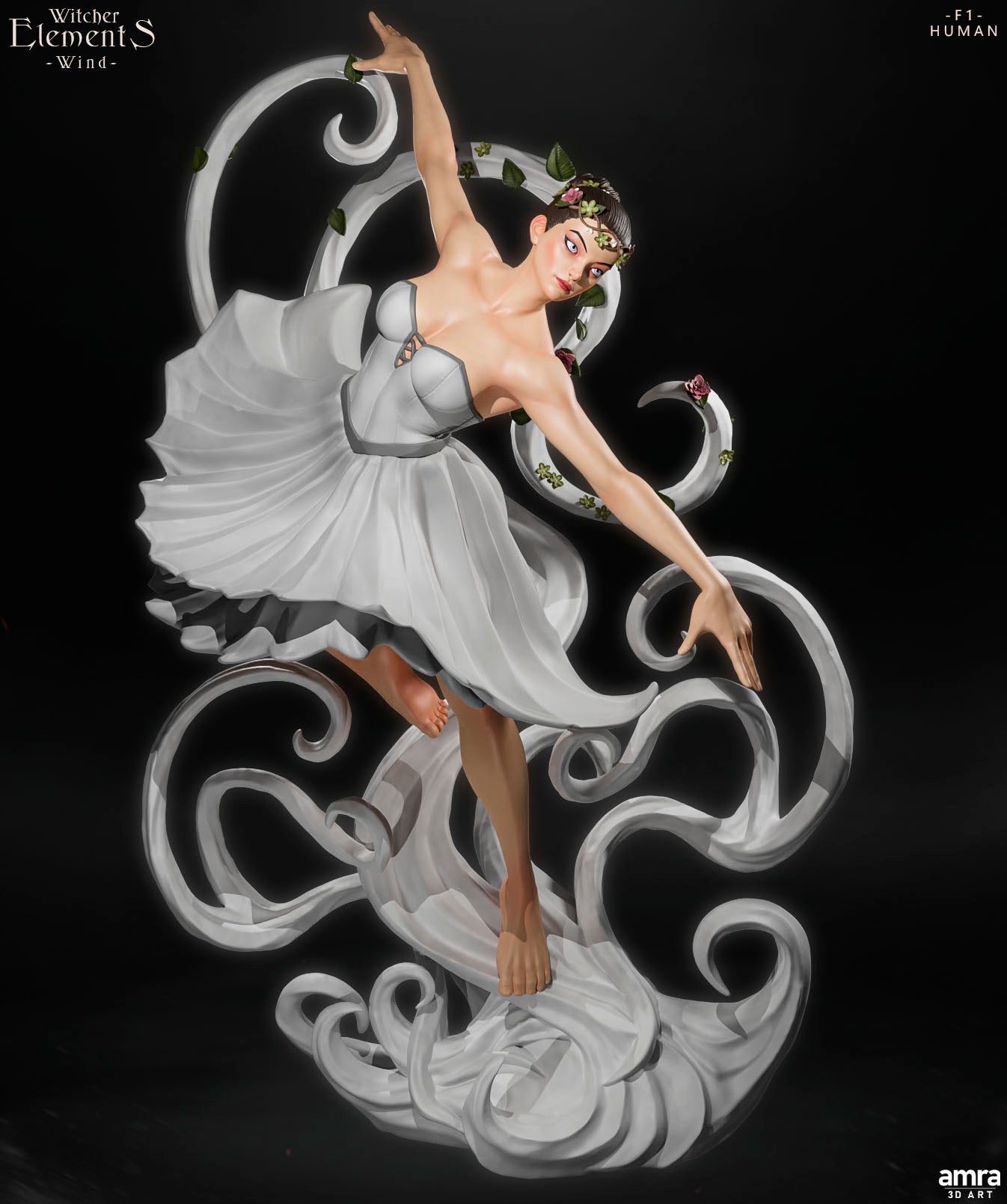 Amra 3D Art - Witcher Elements - Wind #1 - 80mm Pin Up/Figure/Model/Diorama - Helios3DPrinting