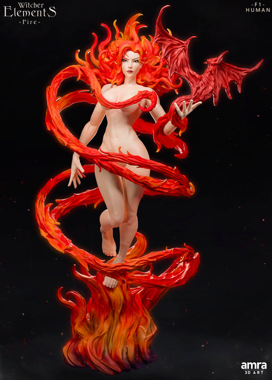 Amra 3D Art - Witcher Elements - Fire #1 - 80mm Pin Up/Figure/Model/Diorama - Helios3DPrinting