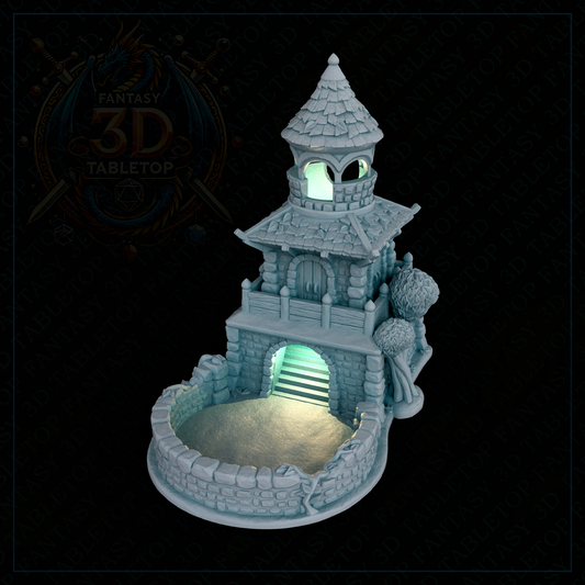 Fantasy3DTabletop - Town Hall Dice Tower - DnD/TTRPG/Roleplaying/Wargames