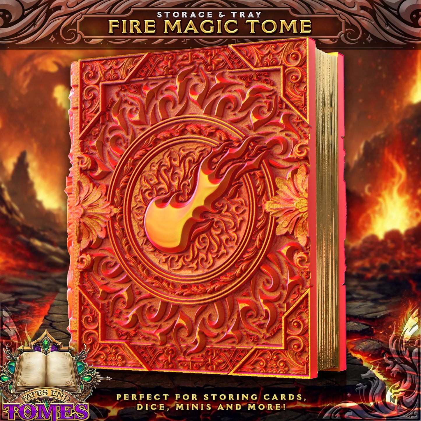FatesEnd - Dice/Card Tome - Fire Magic - DnD/TTRPG/Roleplaying/Wargames