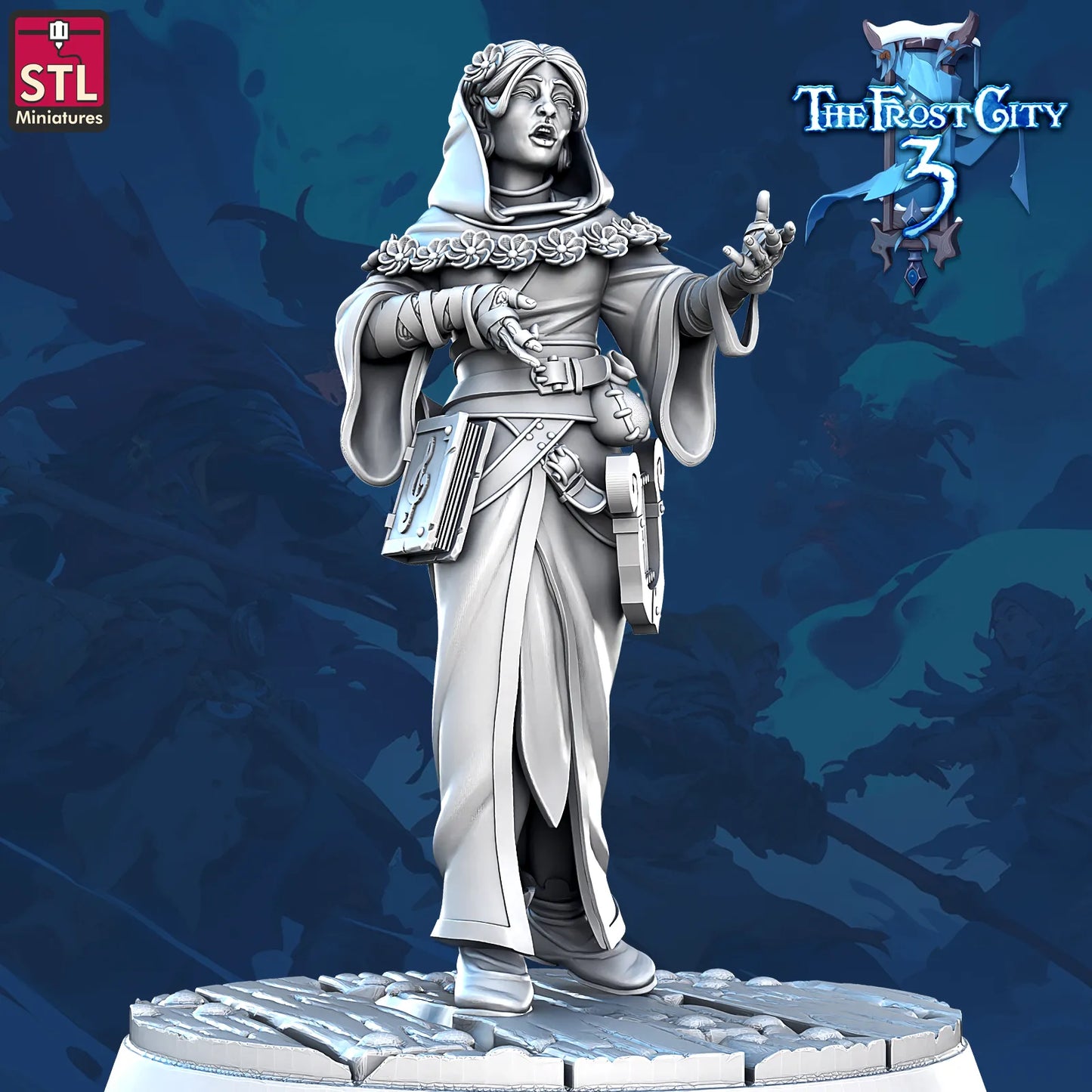 STL Miniatures - Frost City - Human Mage #2 - DnD/TTRPG Figure/Miniature