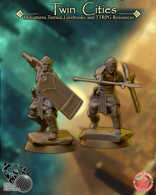 3DPZstudio - Gilded Host - Spearmen - DnD/TTRPG Figure/Miniature - Helios3DPrinting