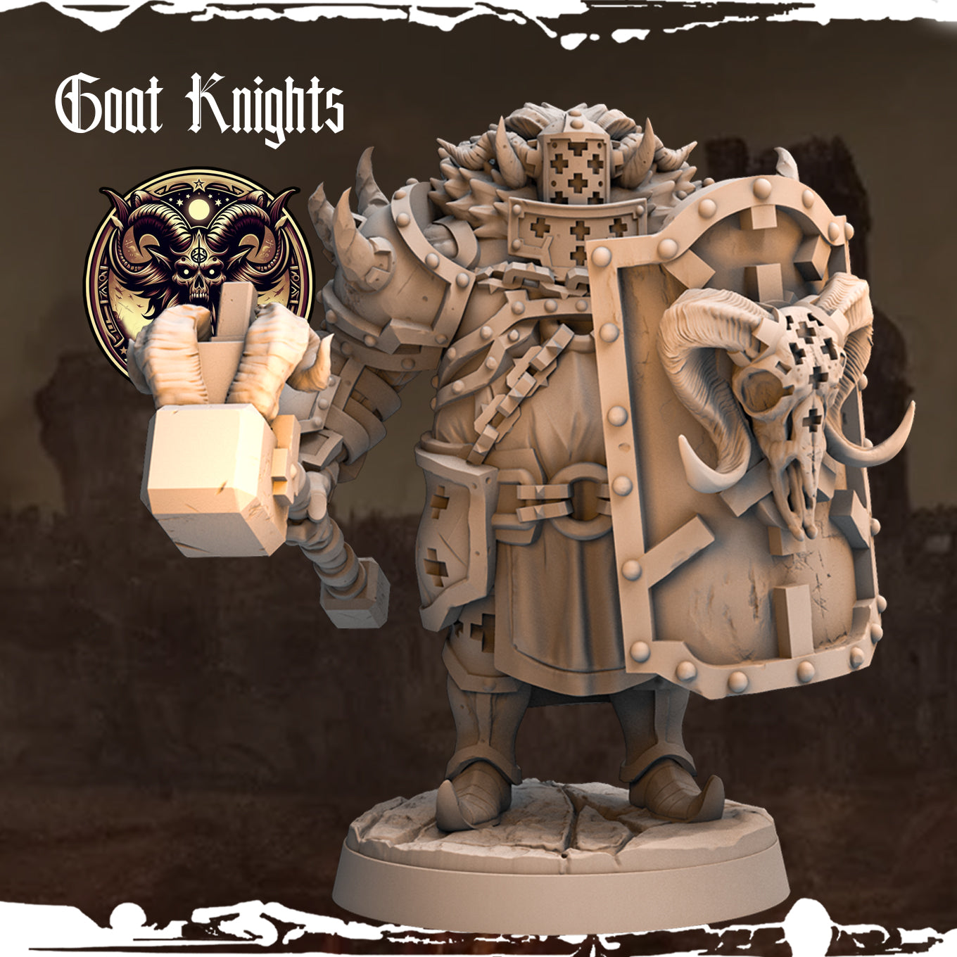 Monolith Arts - Beasts - Goat Knight - DnD/TTRPG Figure/Miniature