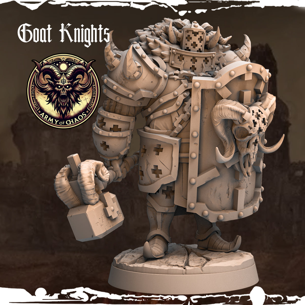 Monolith Arts - Beasts - Goat Knight - DnD/TTRPG Figure/Miniature