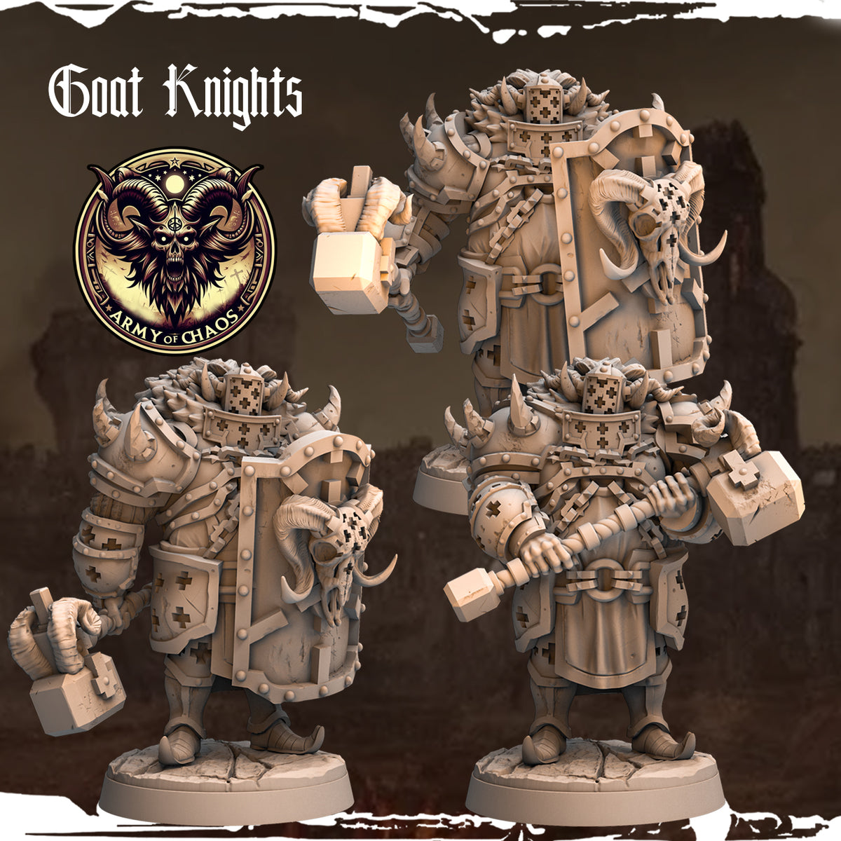 Monolith Arts - Beasts - Goat Knight - DnD/TTRPG Figure/Miniature