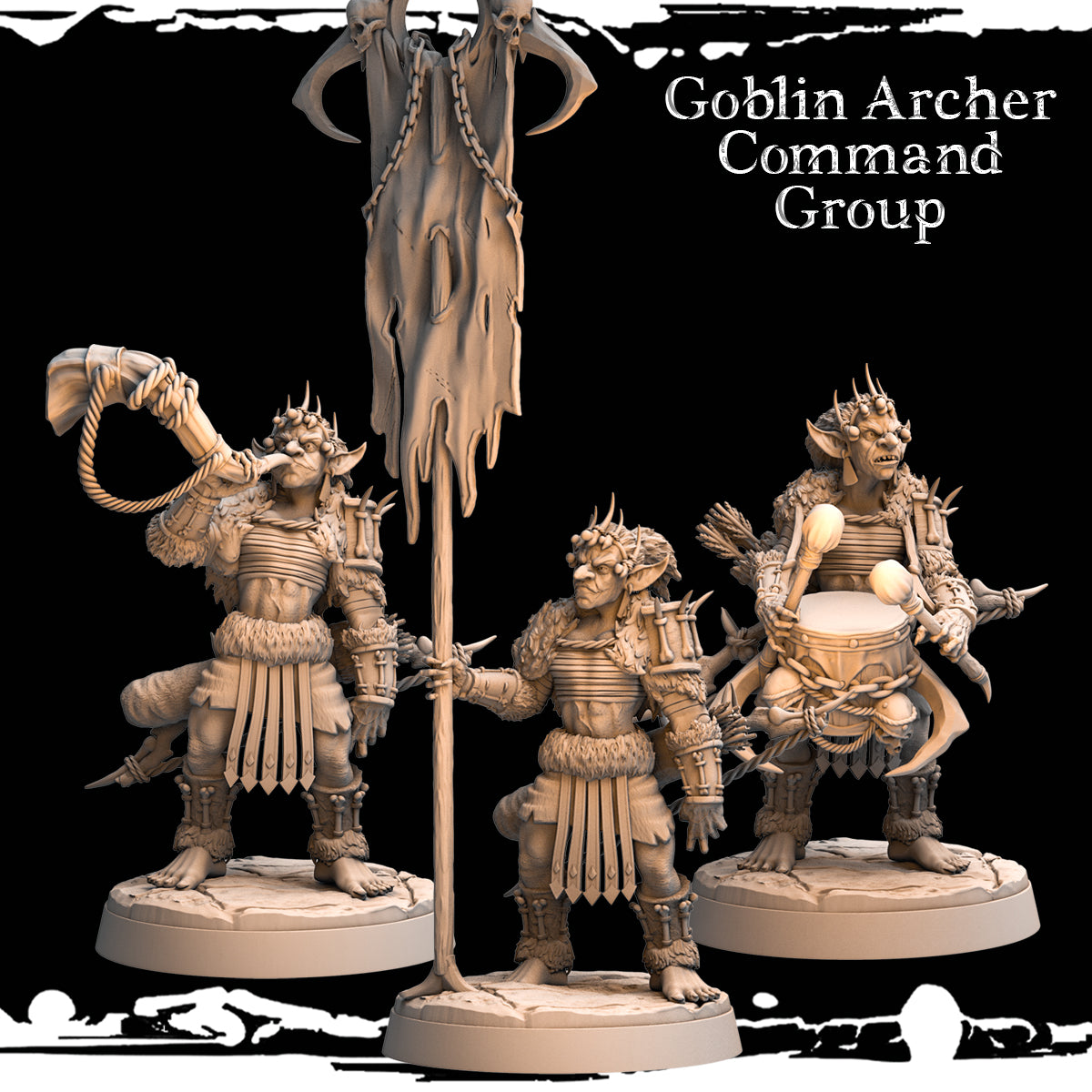 Monolith Arts - Greenskins - Goblin Command Archers - DnD/TTRPG Figure/Miniature