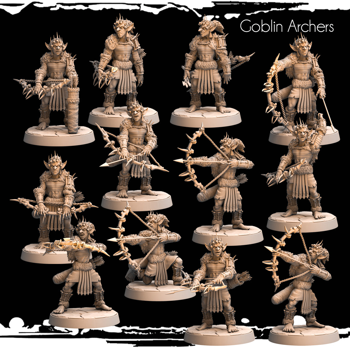 Monolith Arts - Greenskins - Goblin Archers - DnD/TTRPG Figure/Miniature