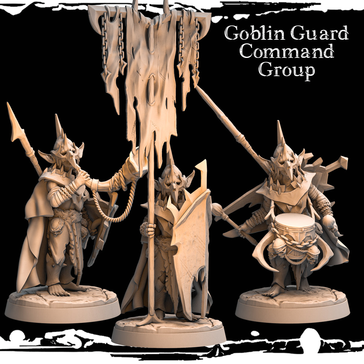 Monolith Arts - Greenskins - Goblin Command Guards - DnD/TTRPG Figure/Miniature
