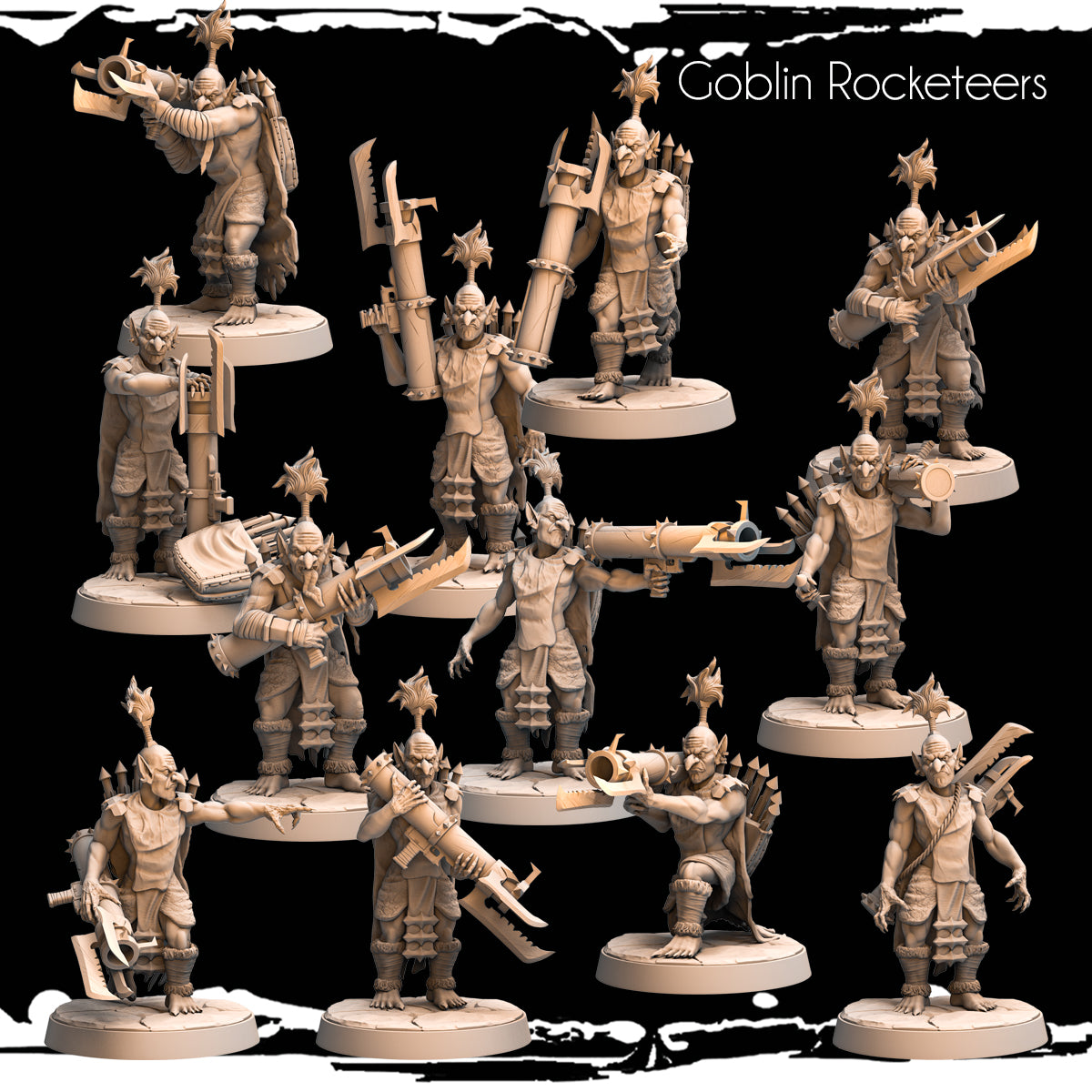 Monolith Arts - Greenskins - Goblin Rocketeers - DnD/TTRPG Figure/Miniature