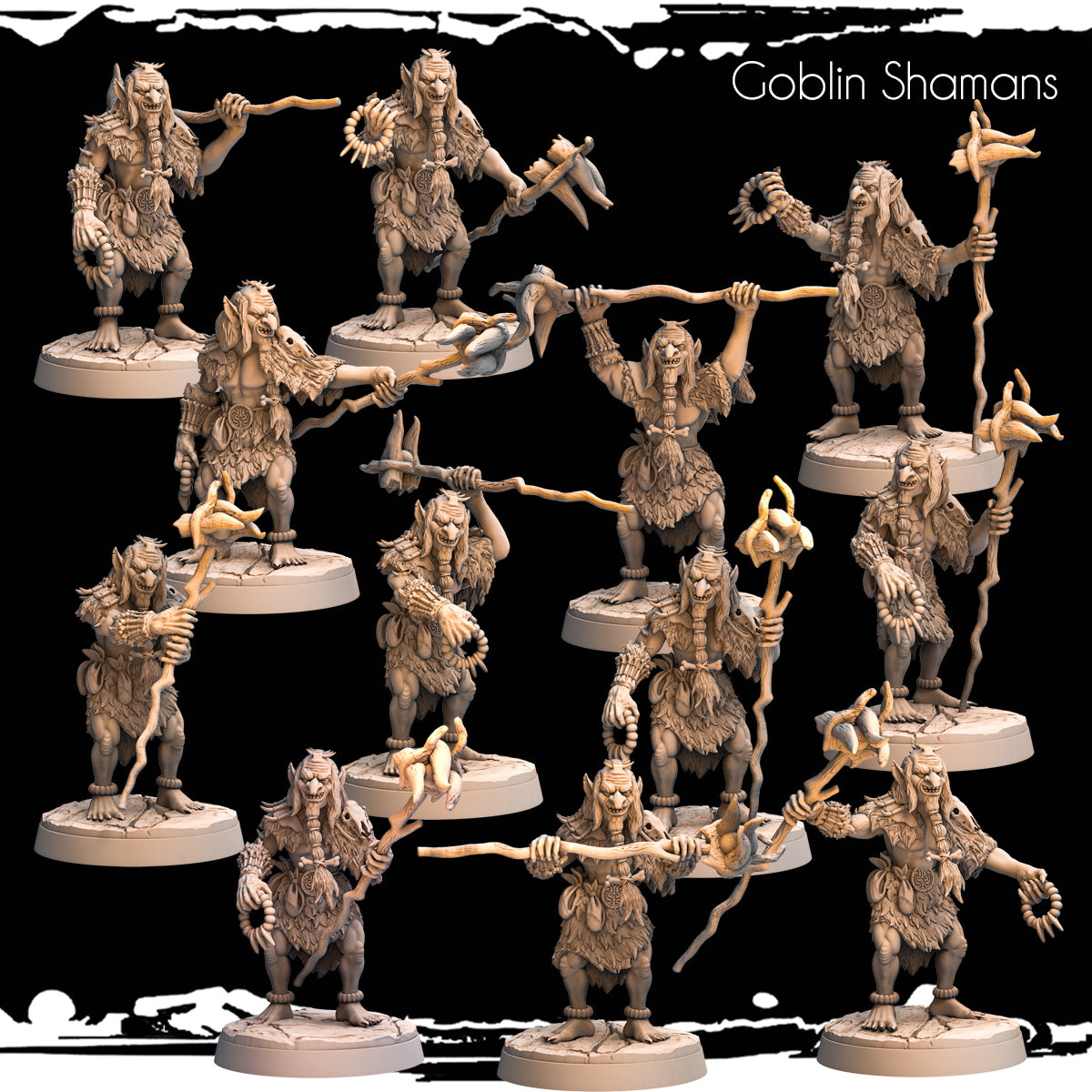 Monolith Arts - Greenskins - Goblin Warlocks - DnD/TTRPG Figure/Miniature