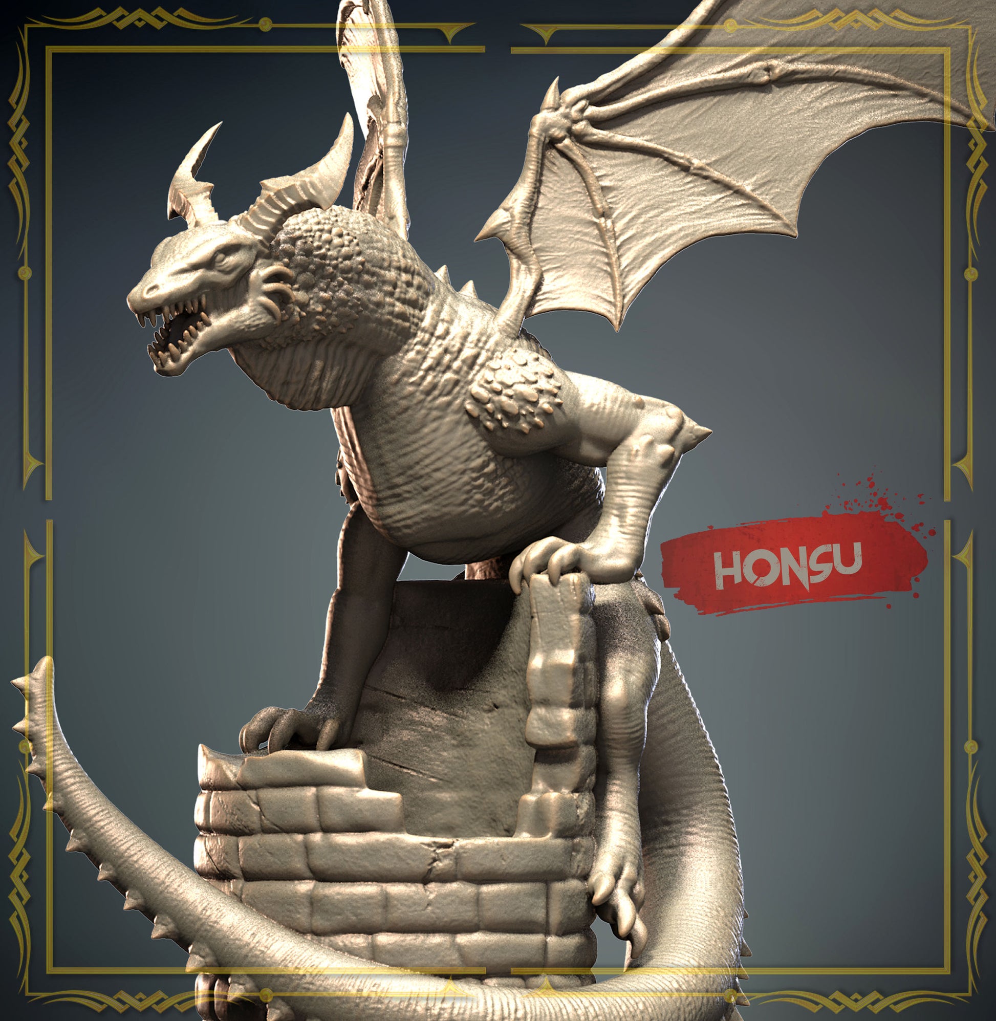 3D IPStudios - Dragons Worlds #1 - Honsu - DnD/TTRPG Figure/Miniature - Helios3DPrinting