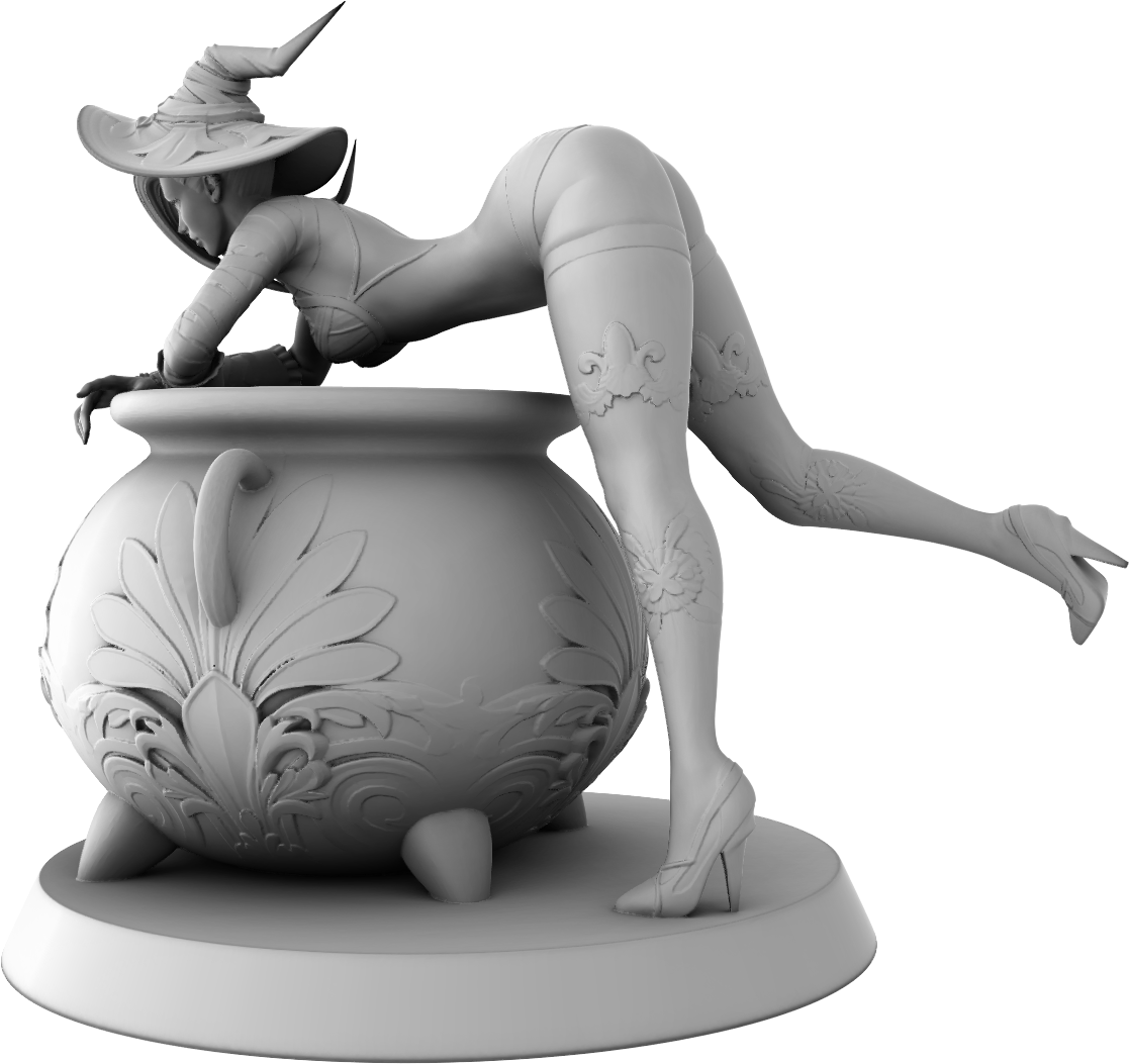 Ralphy - Witch Heating The Cauldron - 75mm Pin Up/Figure/Model/Diorama