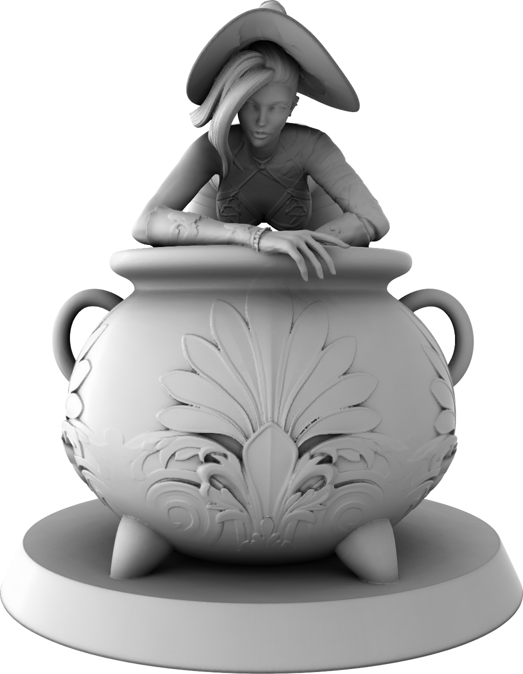 Ralphy - Witch Heating The Cauldron - 75mm Pin Up/Figure/Model/Diorama