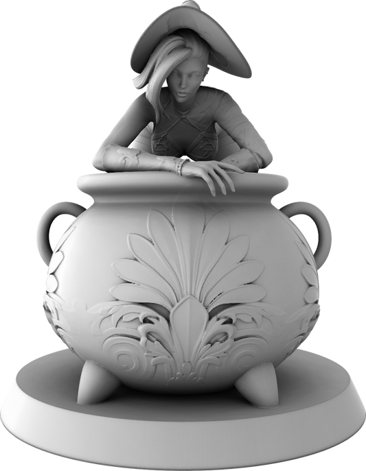 Ralphy - Witch Heating The Cauldron - 75mm Pin Up/Figure/Model/Diorama