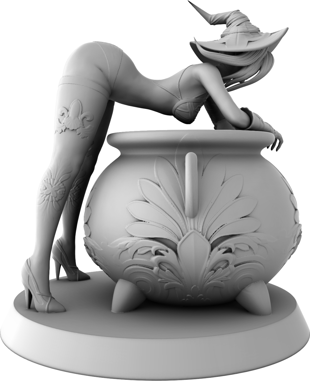 Ralphy - Witch Heating The Cauldron - 75mm Pin Up/Figure/Model/Diorama