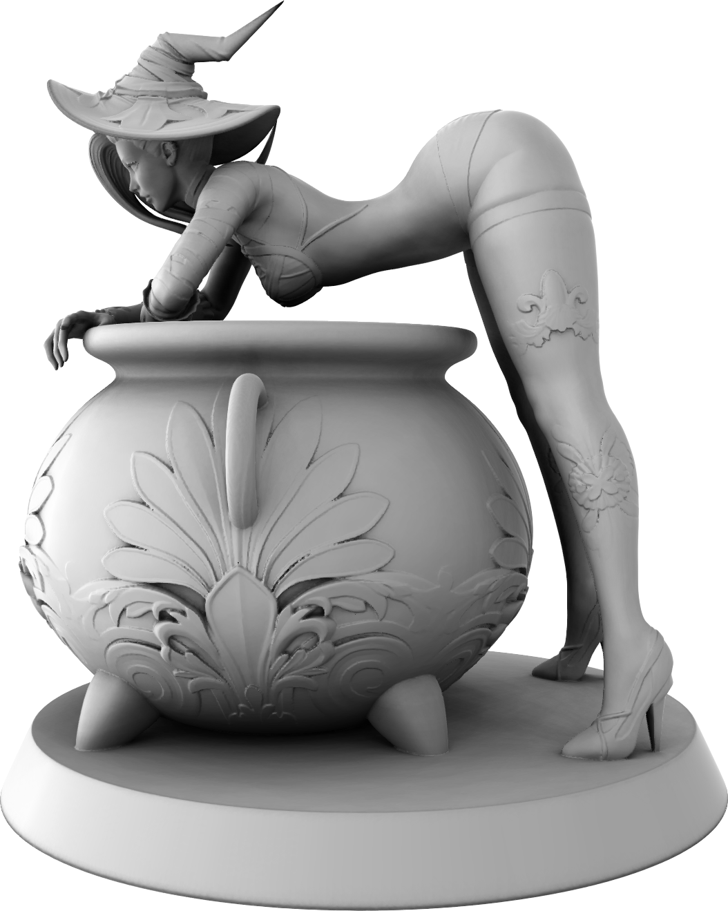 Ralphy - Witch Heating The Cauldron - 75mm Pin Up/Figure/Model/Diorama