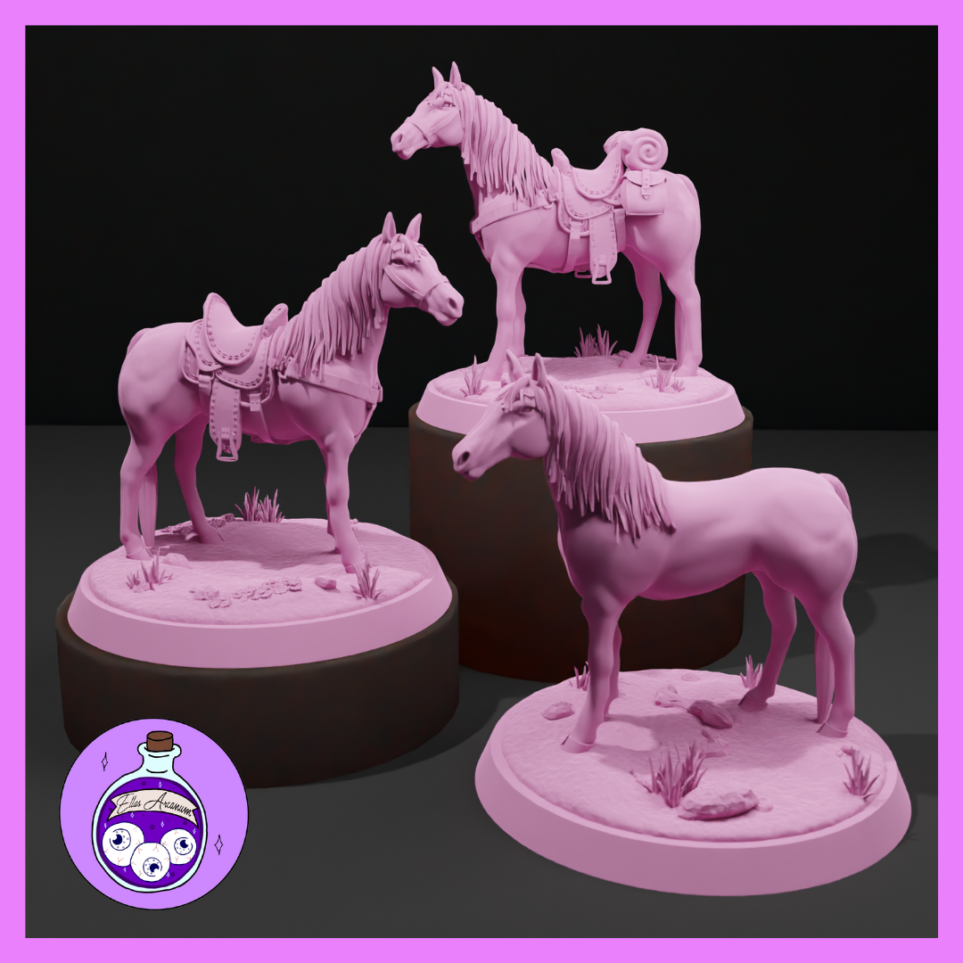 Ella's Arcanum - RPG Essentials #1 - Horses - DnD/Pathfinder/TTRPG Figure