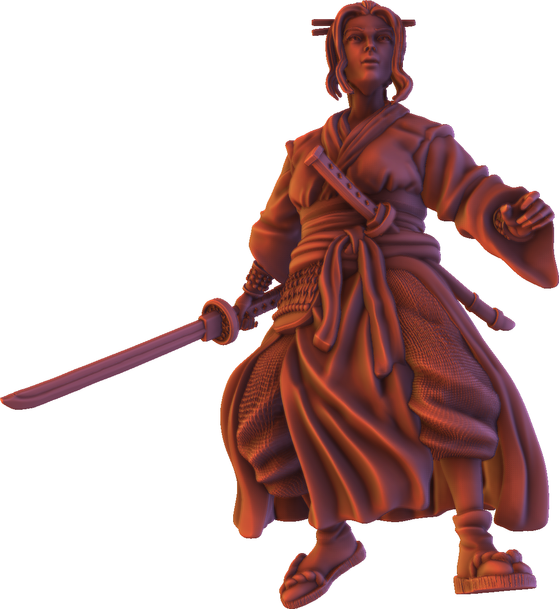 Forged Path - Tokugawa Ronin - Female Katana - DnD/Pathfinder/TTRPG Figure