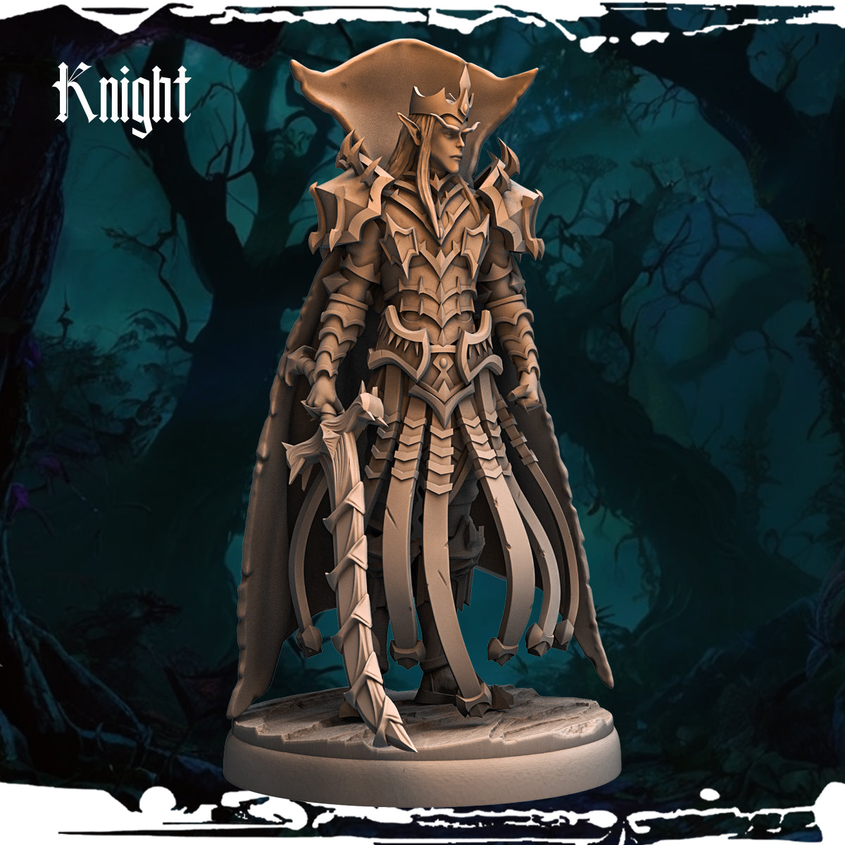 Monolith Arts - Dark Elves - Knight - DnD/TTRPG Figure/Miniature