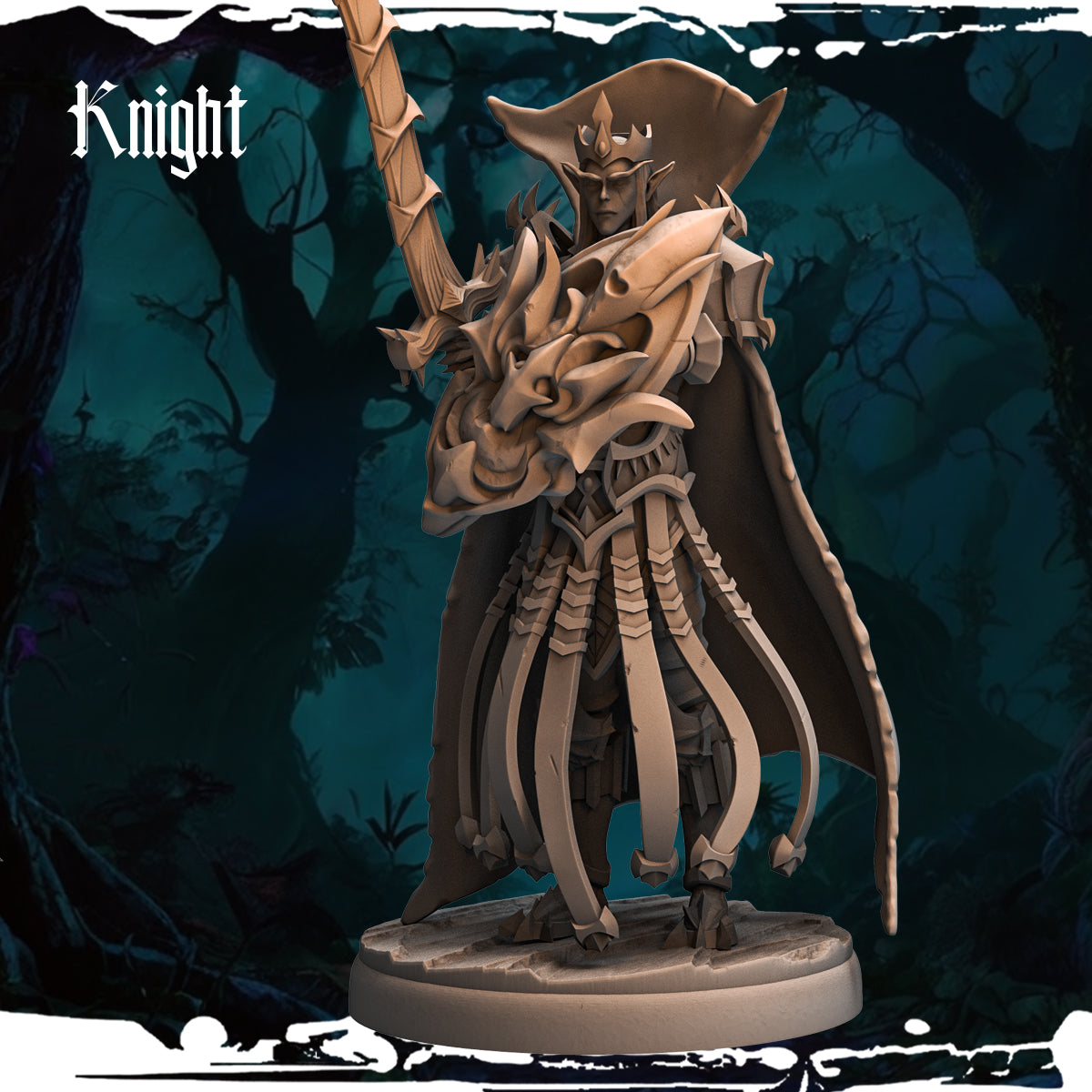 Monolith Arts - Dark Elves - Knight - DnD/TTRPG Figure/Miniature