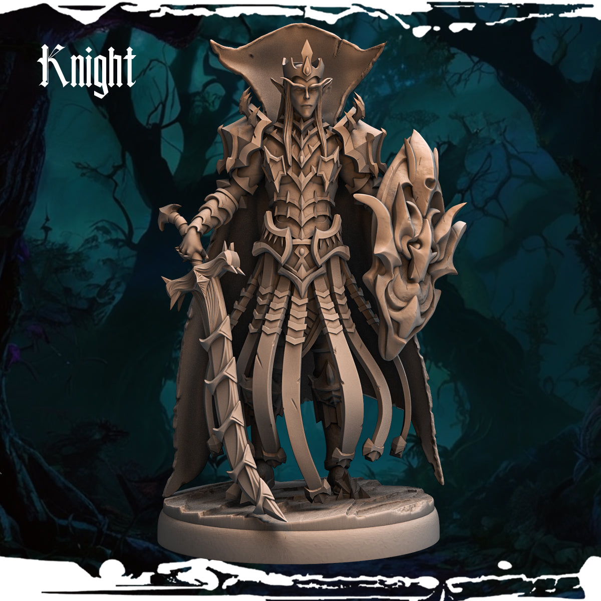 Monolith Arts - Dark Elves - Knight - DnD/TTRPG Figure/Miniature