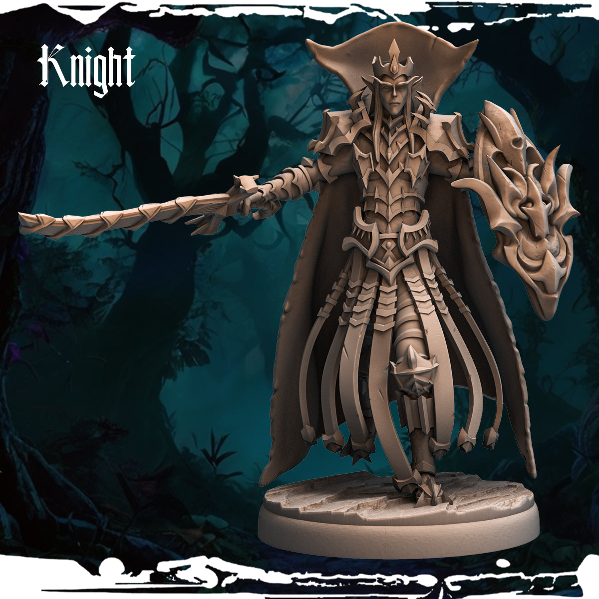 Monolith Arts - Dark Elves - Knight - DnD/TTRPG Figure/Miniature