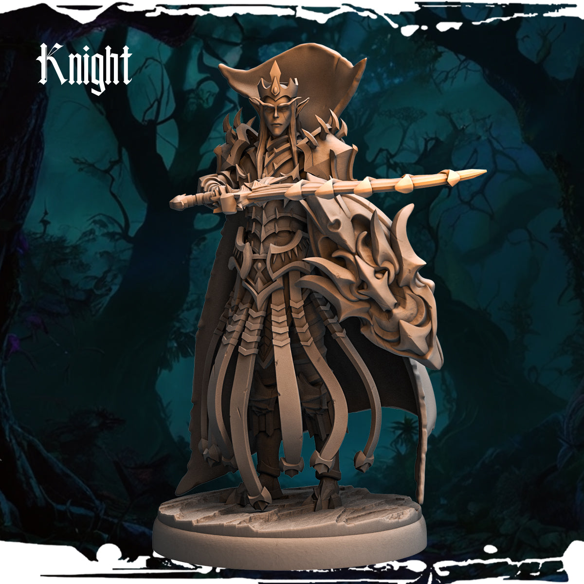 Monolith Arts - Dark Elves - Knight - DnD/TTRPG Figure/Miniature
