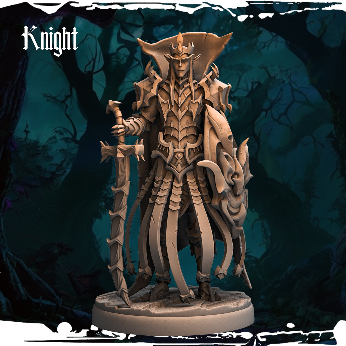 Monolith Arts - Dark Elves - Knight - DnD/TTRPG Figure/Miniature