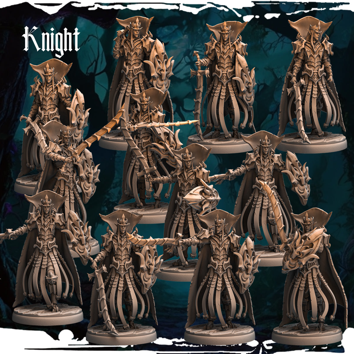Monolith Arts - Dark Elves - Knight - DnD/TTRPG Figure/Miniature
