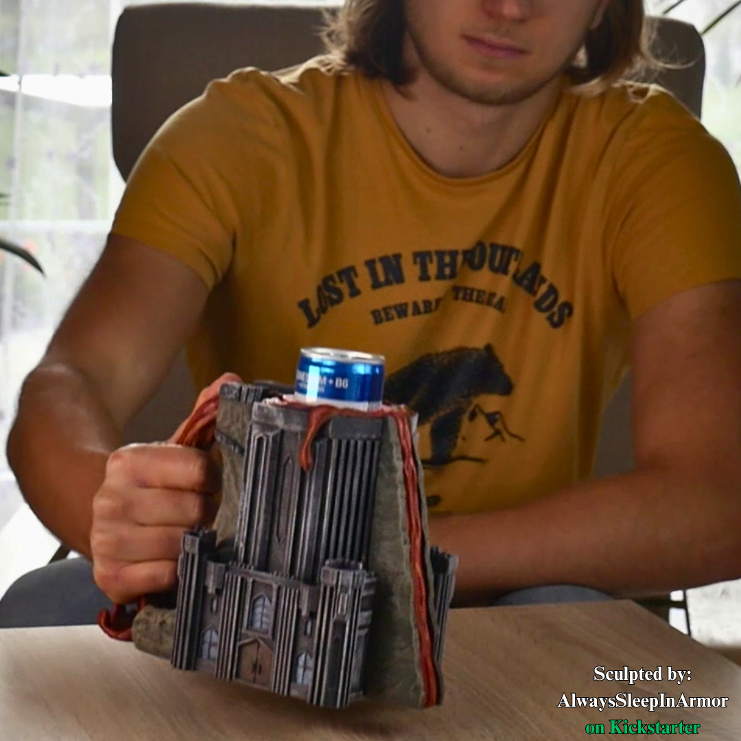 Always Sleep in Armor - Infernal Thirst Can & Snack Dice Towers - DnD/TTRPG - Helios3DPrinting