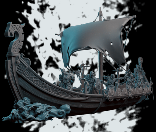 3DPZstudio - Dreadmist - Longboat & Draugr Crew - DnD/TTRPG Figure/Miniature - Helios3DPrinting