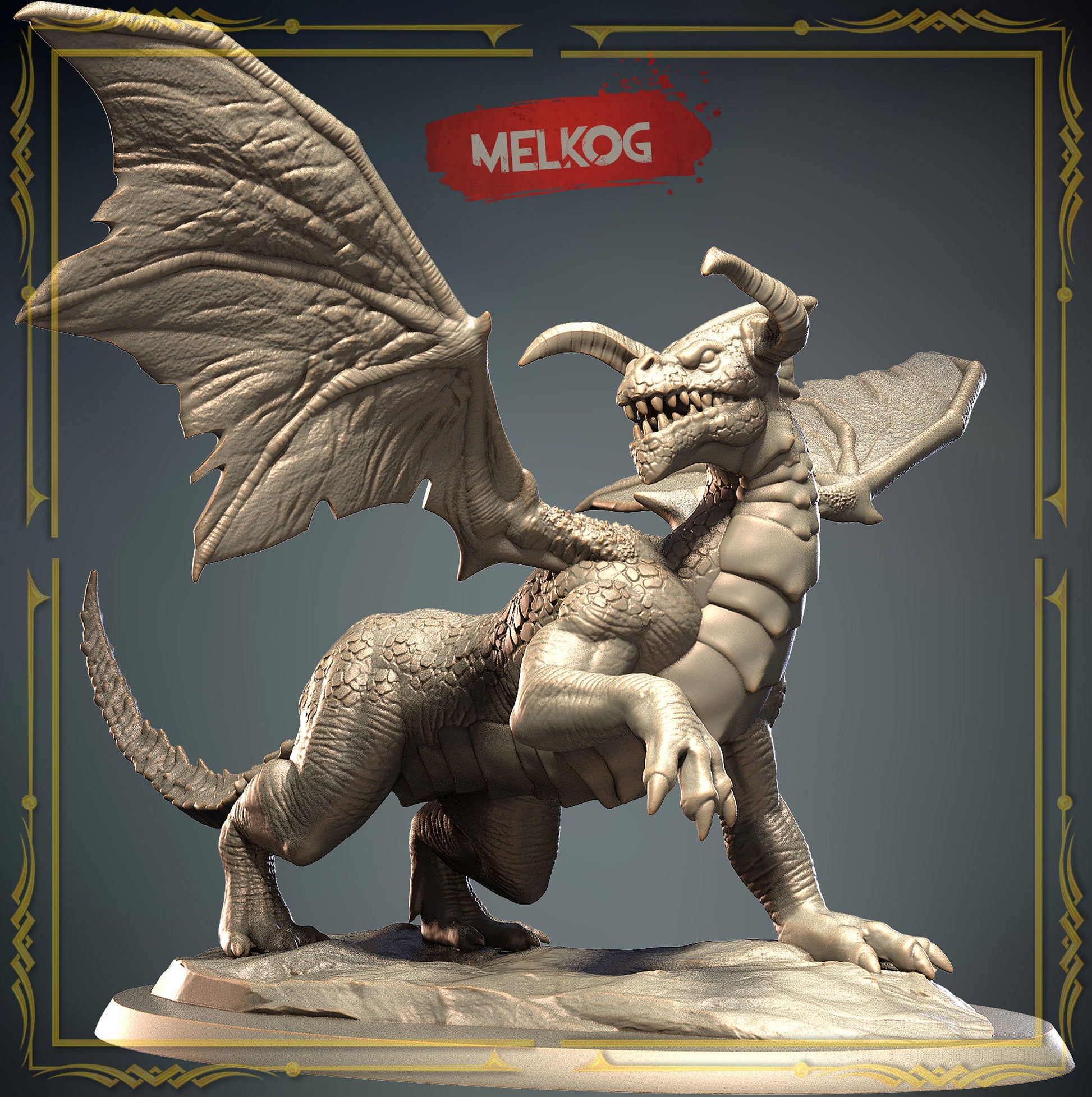 3D IPStudios - Dragons Worlds #1 - Melkog - DnD/TTRPG Figure/Miniature - Helios3DPrinting