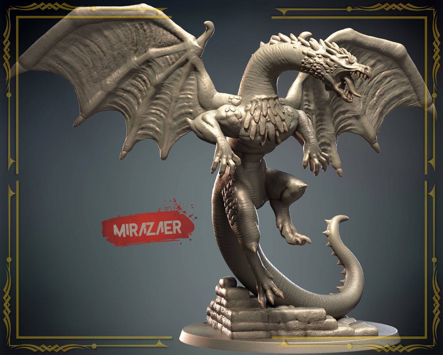 3D IPStudios - Dragons Worlds #1 - Mirazaer - DnD/TTRPG Figure/Miniature - Helios3DPrinting