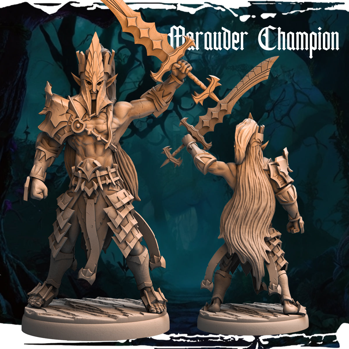 Monolith Arts - Dark Elves - Champion Marauder - DnD/TTRPG Figure/Miniature