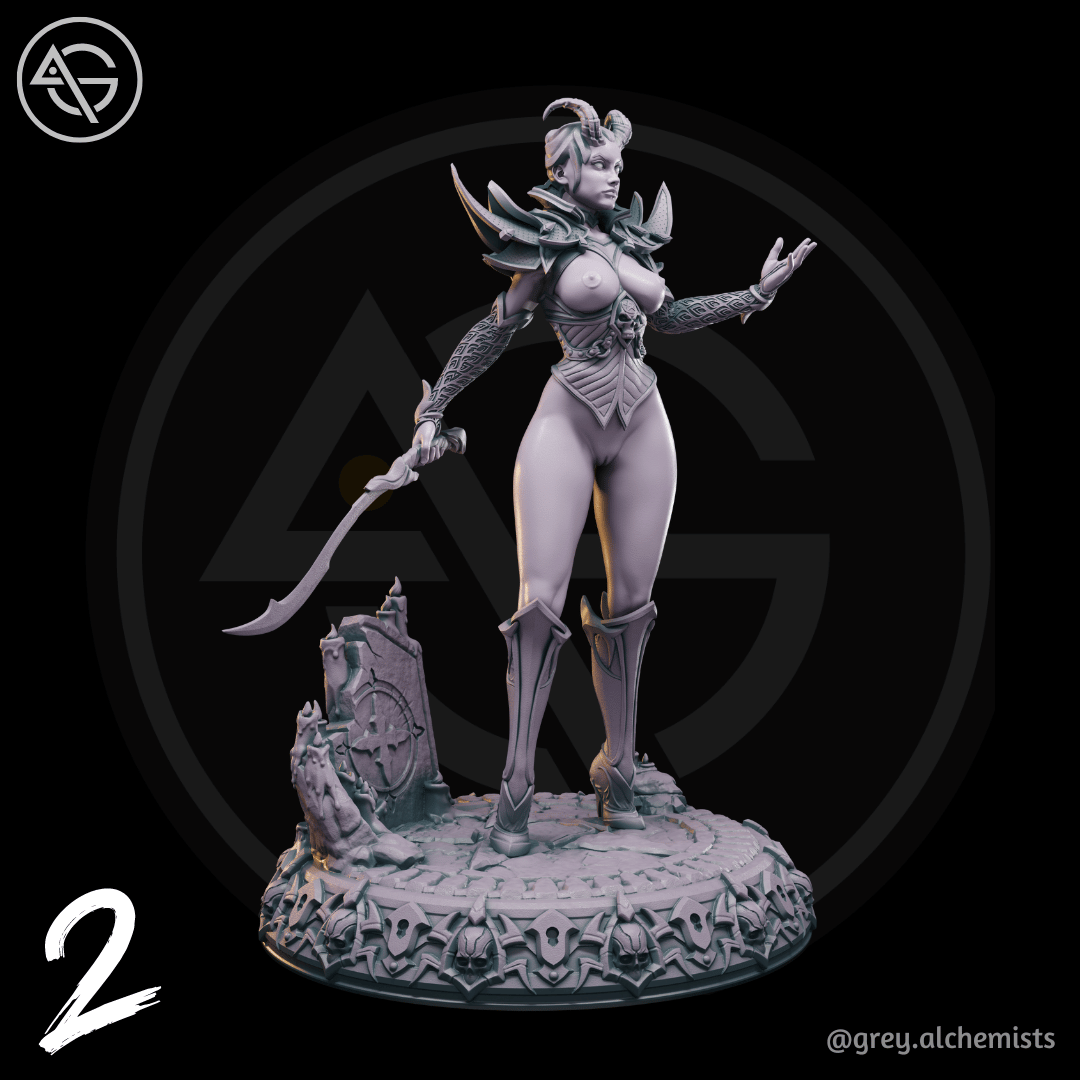 Grey Alchemists - Tiefling Warrior - 32mm/75mm DnD/Pathfinder/TTRPG Figure