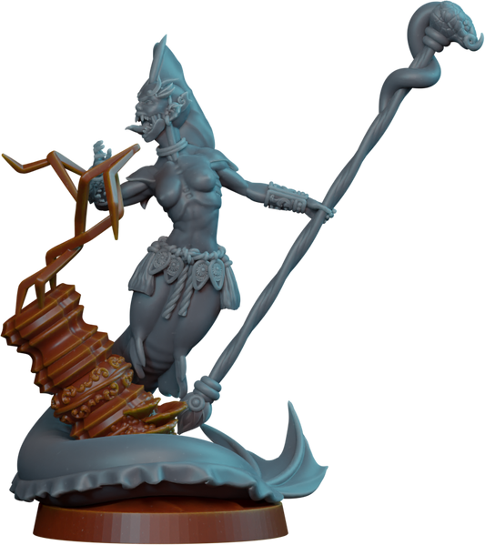 3DPZstudio - Stormcoils - Naga Priestess - DnD/TTRPG Figure/Miniature - Helios3DPrinting
