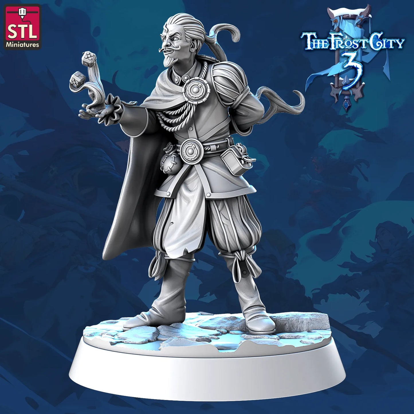 STL Miniatures - Frost City - Human Mage #4 - DnD/TTRPG Figure/Miniature