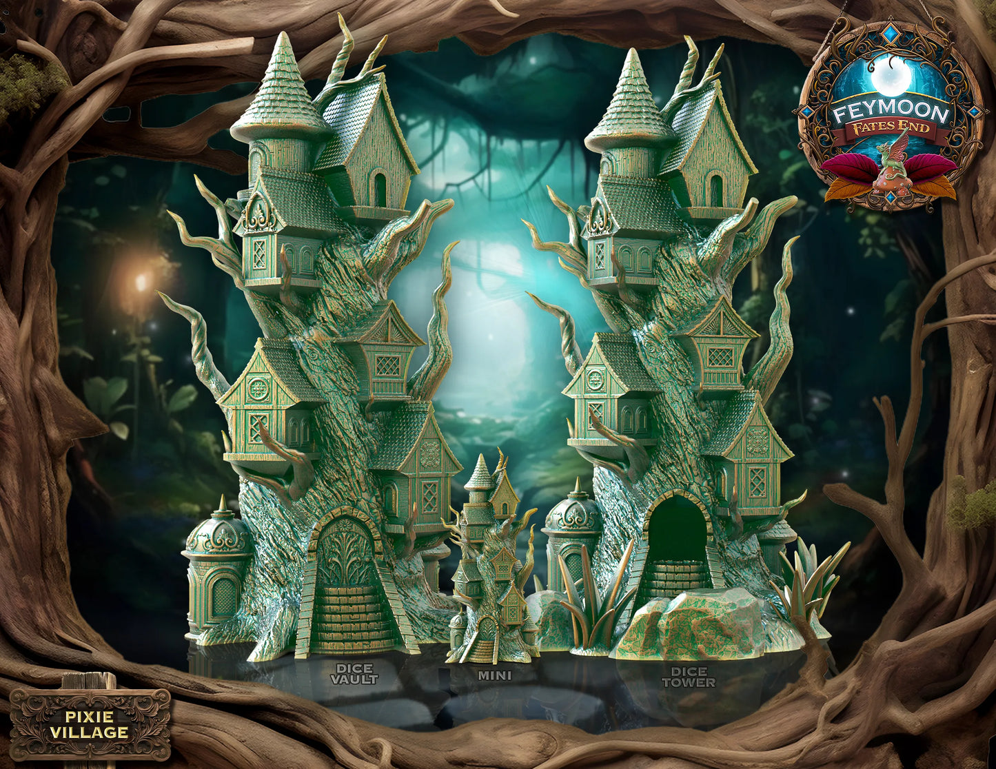 FatesEnd - Feymoon - Pixie Village Dice Box - DnD/TTRPG/Roleplaying/Wargames