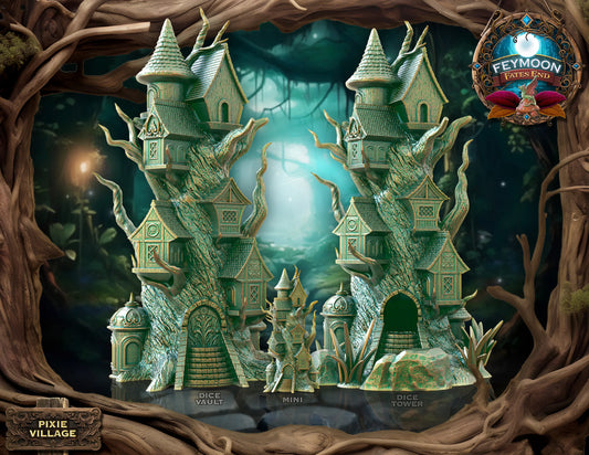 FatesEnd - Feymoon - Pixie Village Dice Box - DnD/TTRPG/Roleplaying/Wargames