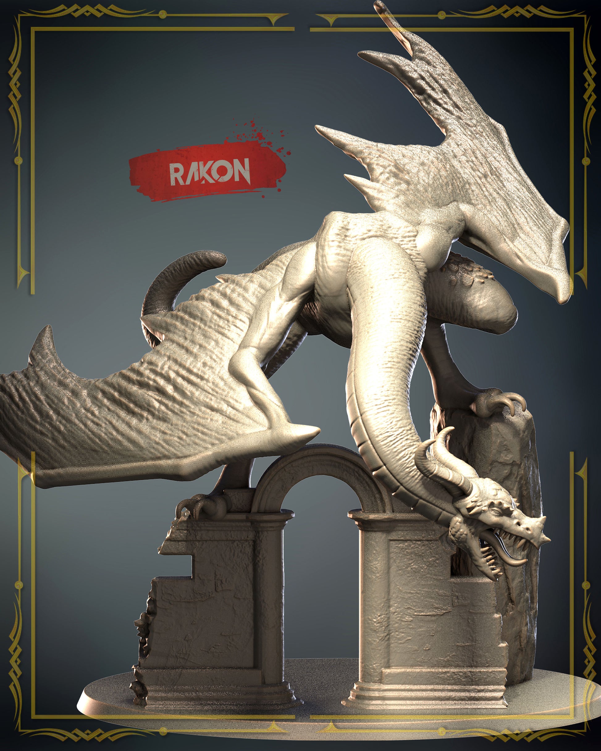 3D IPStudios - Dragons Worlds #1 - Rakon - DnD/TTRPG Figure/Miniature - Helios3DPrinting