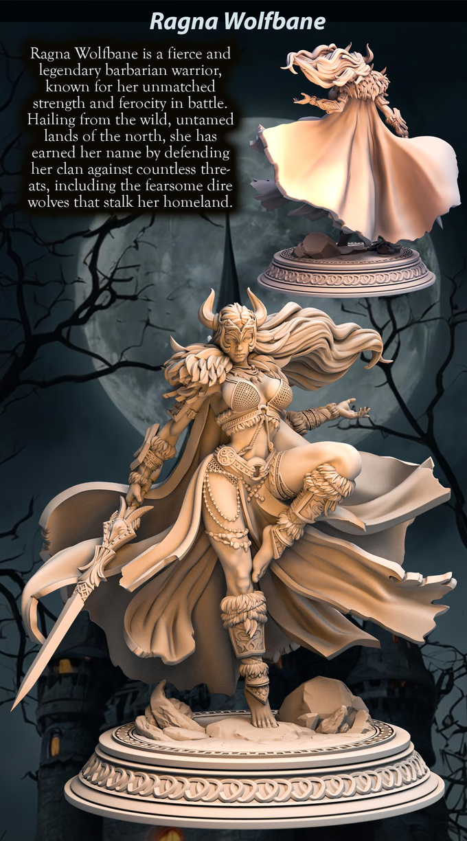 Print Fantasy - Heroes of Eldengaard - Ragna Wolfbane - 75mm Pin Up/Figure/Model/Diorama