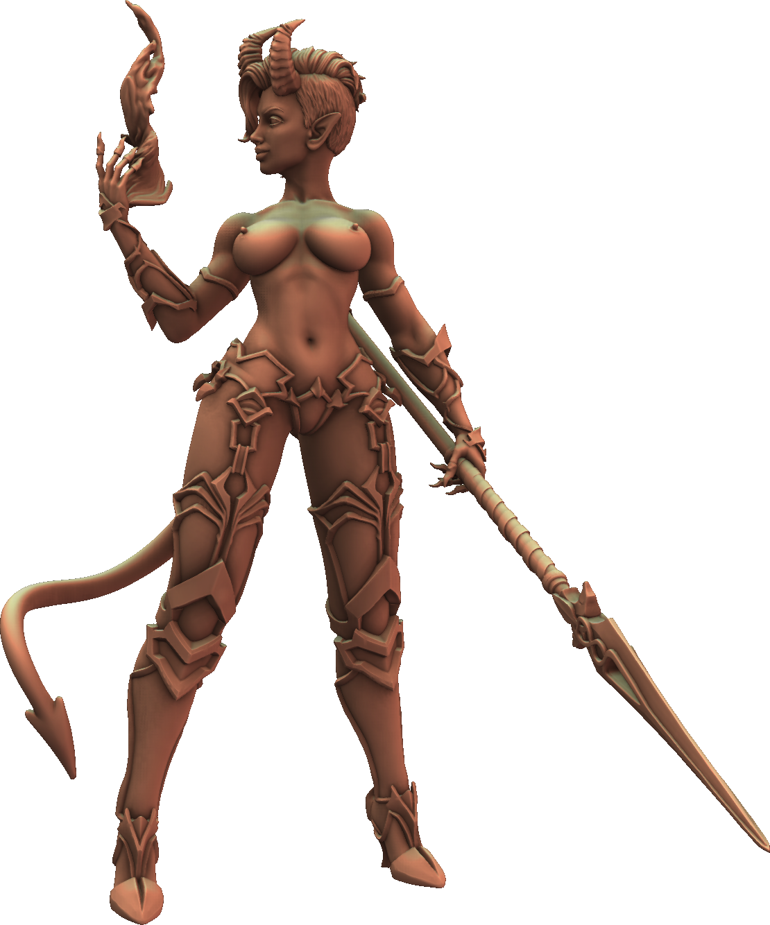 Jugglers Miniatures - Tiefling Warrior #2 - DnD/TTRPG/Roleplaying/Wargames