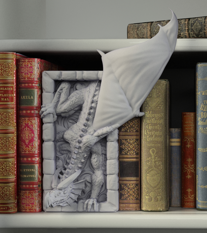 Crosslances - Book Nook/Shelf Insert - Red Dragon