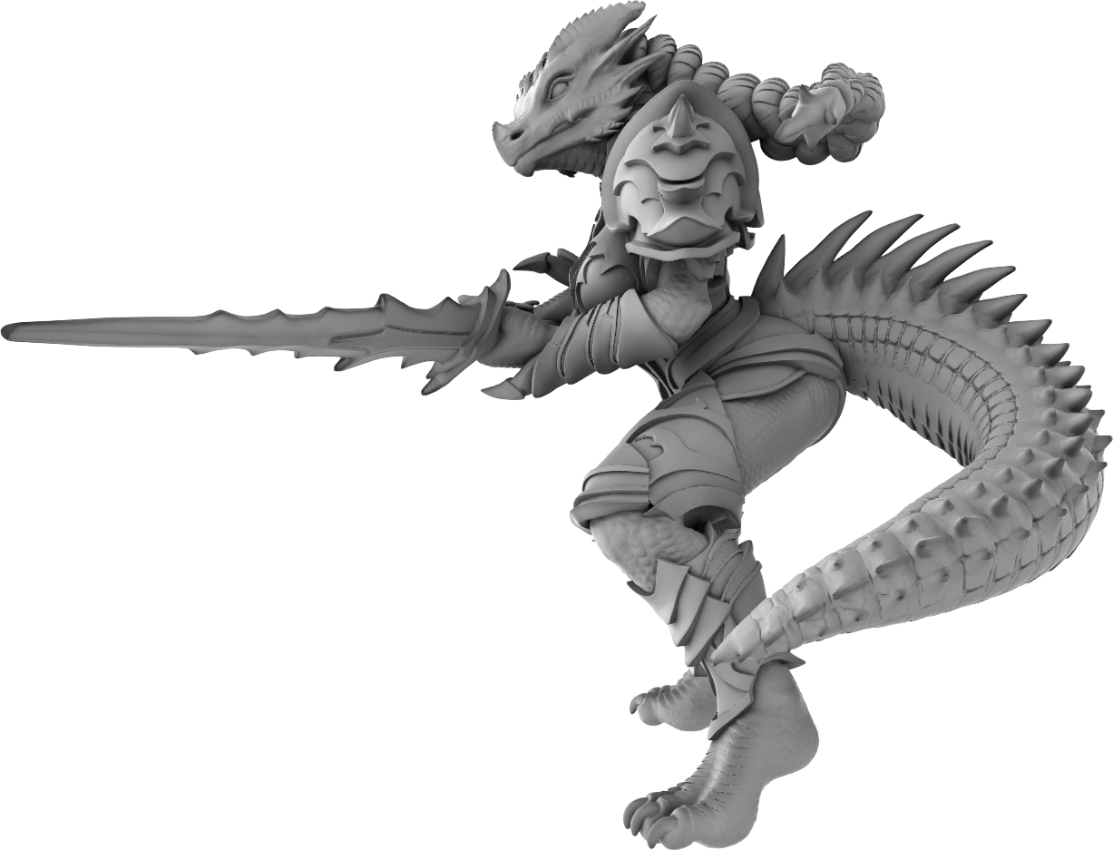 Jugglers Miniatures - Dragonborn Warrior #1 - DnD/TTRPG/Roleplaying/Wargames